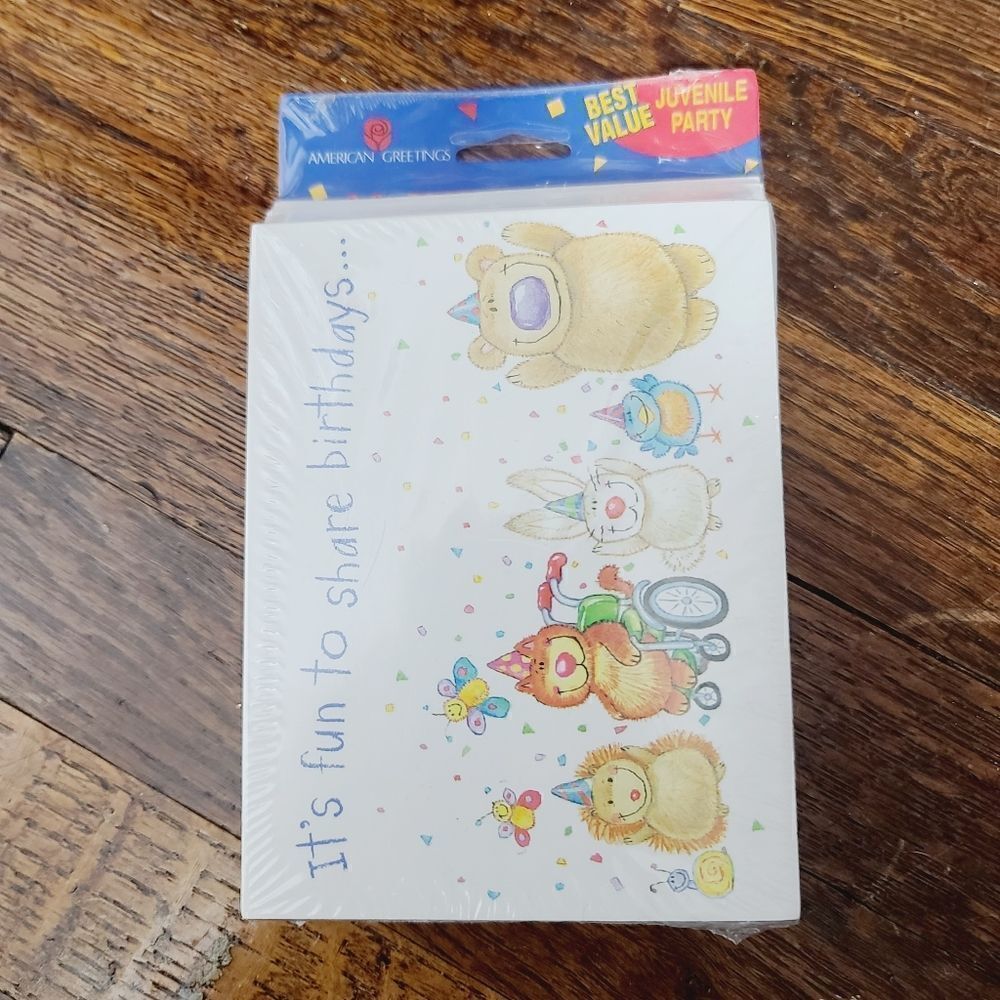 NWT Vintage American Greetings Made in USA Animals Butterfly Party Invitations
